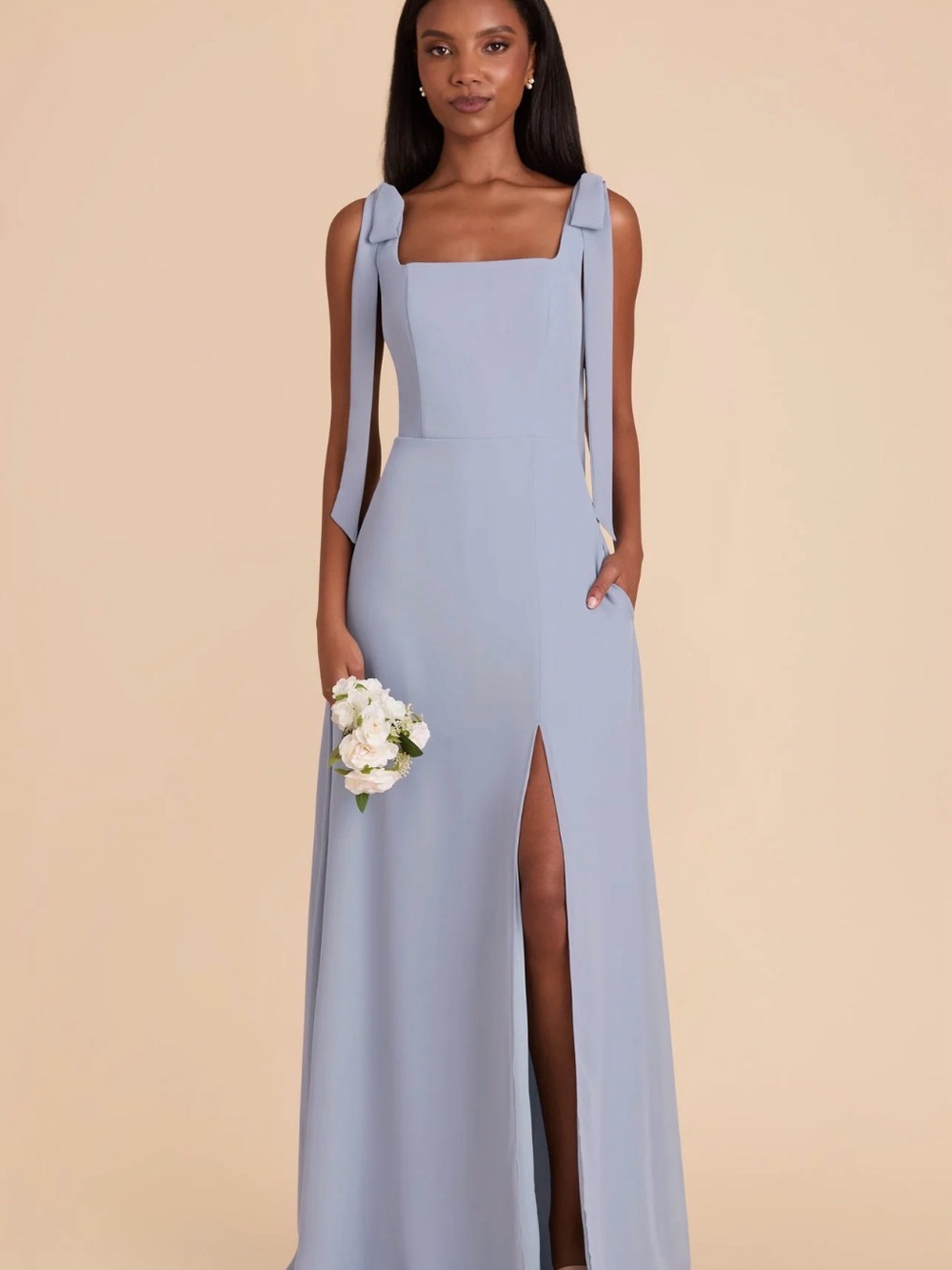 Birdy Grey Powder Blue Maxi Dress with Shoulder Ties